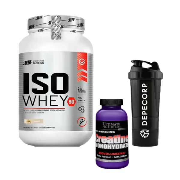 PACK Proteina Iso Whey + Creatina Ultimate Nutrition + Shaker